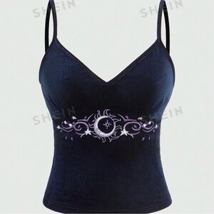 ROMWE Blue Velvet Moon Dust Cami Top